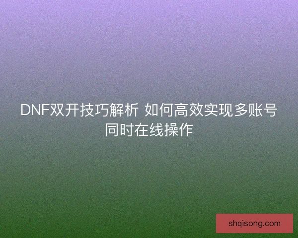 DNF双开技巧解析 如何高效实现多账号同时在线操作